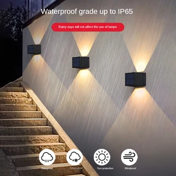  LED външна стена светлина водоустойчива слънчева външна околна среда осветление веранда светлини градински светлини външна стена лампа 13X8.5X7cm