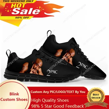 2Pac хип-хоп рапър Tupac поп спортни обувки мъжки женски тийнейджър деца деца маратонки обичай високо качество двойка обувки черен
