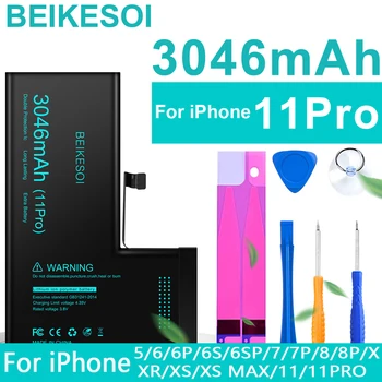 BEIKESOI Батерия за телефон за iPhone 5S 5 6S 6 7 8 Plus X SE SE2 XR XS 11 12 13 Mini Pro Max Замяна Bateria 4 4S 7 Инструмент