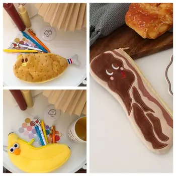 Забавен плюшен бананов молив Творчески пилешки крак форма писалка чанта топло мека козметична кошница грим Коледа подарък