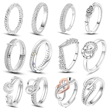 Пръстени за жени 925 Сребро на едро усукани змийски пръстени Луксозно розово злато подреждащи пръстени Сватбено парти Годежни бижута