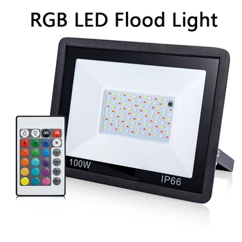 RGB LED наводнения светлина 20W 30W 50W 100W IP66 градина водоустойчив открит прожектор 220V / 110V RGB рефлектор проектор лампа за улица