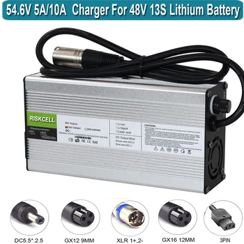 54.6V 5A 10A литиево-йонно зарядно устройство изходен щепсел 3pin XLR конектор за 13S 48V литиево-йонна батерия тристепенно интелигентно зарядно устройство за батерии
