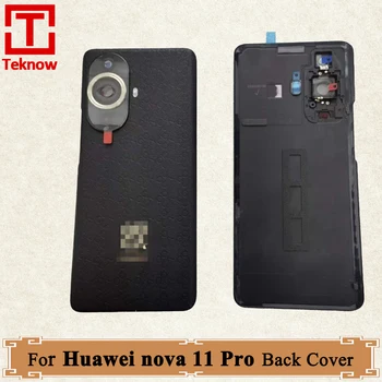 Оригинален капак на батерията за Huawei nova 11 Pro Back Battery Cover Стъклена задна корпусна врата с камера Стъклен обектив Замяна