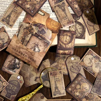 Реколта антични записваеми стикер чанта колекция стар обект етикет цвете DIY декоративни колаж материал стикери Journaling