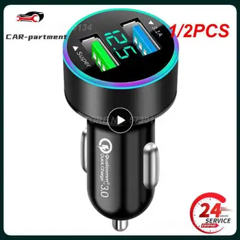 1 / 2PCS USB зарядно за кола PD QC3.0 бързо зарядно устройство с волтметър запалка гнездо захранващ адаптер за 11 12