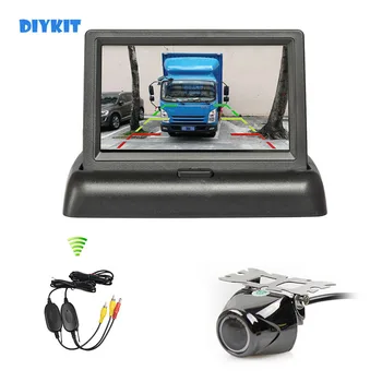 DIYKIT безжичен 4.3inch кола заден камера комплект обратно нагоре кола монитор LCD дисплей HD сигурност метална кола задно виждане камера