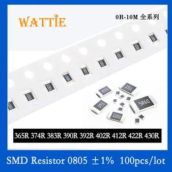 SMD резистор 0805 1% 365R 374R 383R 390R 392R 402R 412R 422R 430R 100PCS / партида чип резистори 1 / 8W 2.0mm * 1.2mm