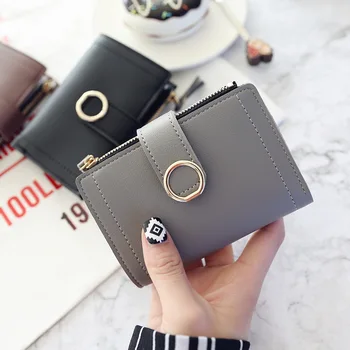 Нова модна тенденция съединител женски чантата пари клип портфейл малък цип марка кожа чантата жени дамски карта чанта за жени
