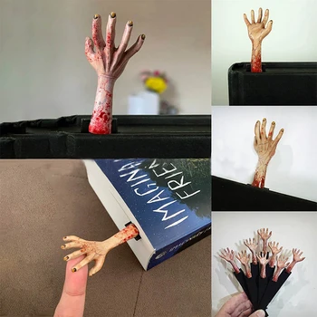 Трилър Дяволската ръка отметки, 3D Хелоуин зомби ръчни отметки, смола канцеларски подаръци за деца,ужас Bookmark