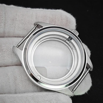 40mm часовник случай със сапфир кристал за NH35 NH36 движение 316L неръждаема стомана случай прозрачен дъното случай часовник аксесоари