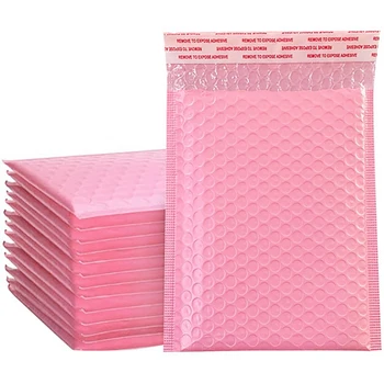 50PCS пяна плик чанти самостоятелно печат пощенски кутии подплатени пликове с балон пощенска чанта пакети чанта розов