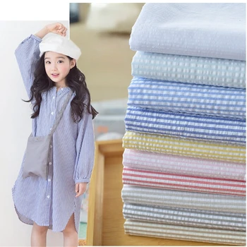 Чист памук балон ивица плат DIY риза рокля пижами детски износване пролет лято мода шиене на едро кърпа от метър
