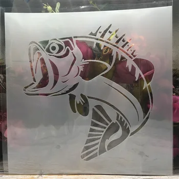 30*30cm сьомга риба DIY наслояване шаблони стена живопис скрапбук оцветяване щамповане албум декоративен шаблон