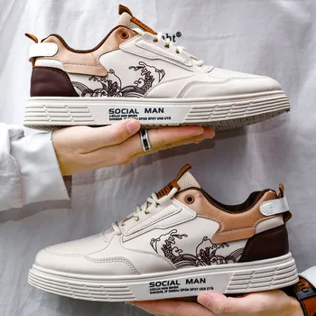 Мъжка мода 2023 Лятна дишаща нова марка бели обувки маратонки Trendy Hundred с леки спортни обувки Настолни обувки