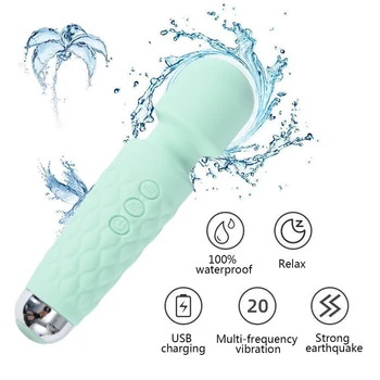20 режима Силна вибрация Обновен мини вибратор USB зареждане Ръчен масажор за тяло Клитори G-Spot Вибратори Секс играчка за жени