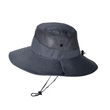 Панама Слънчеви шапки за мъже Външна риболовна шапка Широка периферия Анти-UV защита Жени Кофа шапка Летни туристически рибарски шапки