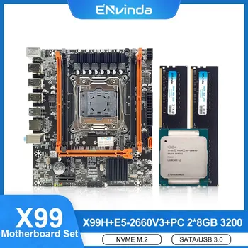 ENVINDA X99 дънна платка комбо комплект комплект LGA 2011-3 Xeon E5 2660 V3 процесор DDR4 16GB (8GB * 2pcs)RAM настолна памет NVME M.2