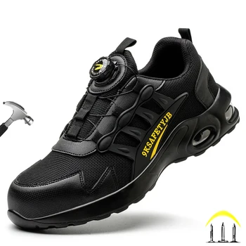 Нови обувки за безопасност Ротационна катарама работни маратонки Дишаща стомана Toe обувки за безопасност пункция-Prhoes обувки за безопасност пункция-доказателство