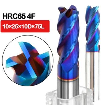 12mm крайна мелница 12x30xD12x75L дълга HRC65 4 флейта угоени крайни мелници 75mm прав тънък джолан nACo-синьо покритие фреза