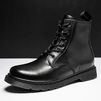 Популярни 2023 Армейски бойни ботуши за мъже Кожени работни ботуши Мъжки антихлъзгащи военни бойни ботуши Мъже Черни тактически обувки Мъж