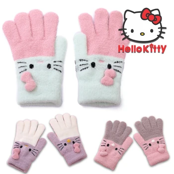 Sanrio Hello Kitty Зимни плетени ръкавици за деца момичета карикатура топли сладки ръкавици зимни ръкавици Kawaii аниме аксесоари