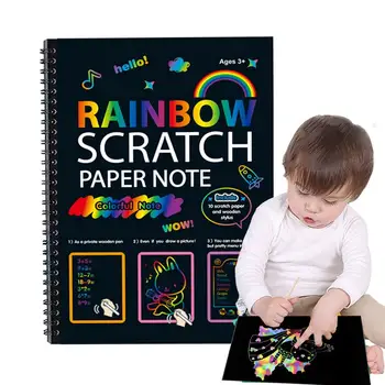 Scratch Paper Забележка Rainbow Magic Scratch Off хартиен комплект Мини бележки Чорап Stuffers Детски художествени занаяти DIY хартия занаятчийски изкуства за