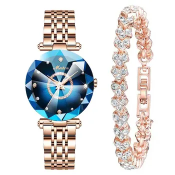 Гледайте за жени Луксозен дизайн на бижута Розово злато стомана кварц ръчни часовници водоустойчива мода швейцарска марка дами мъже гривна