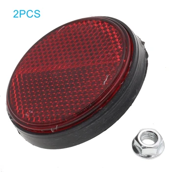 2Pcs универсален болт регистрационен номер червен кръгъл рефлектор за мотоциклет Atv скутер мръсотия под наем