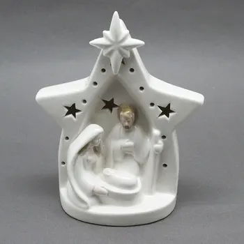 Christian Исус Коледа подарък подаръци керамични орнамент Христос дете църква католически фигурки Светото семейство Led лампа