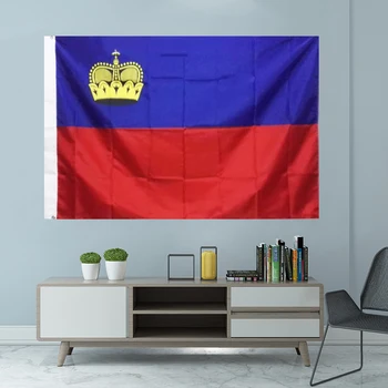 Национален флаг на Лихтенщайн Графичен персонализиран отпечатан висящ банер парти спорт полиестерен вал покритие втулки 3X5FT 90X150CM
