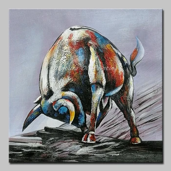 Mintura,Маслени картини Модерна картина на животни Горско говедовъдно изкуство, ръчно рисувано акрилно платно, художествени картини, стикер за стена без рамка