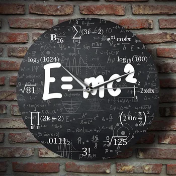 Теория на относителността Математика Формула Стенен часовник Учен Учител по физика Подарък Училище Класна стая Декор