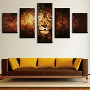 5 парче лъв модерен дом стена декор платно картина изкуство HD печат стена живопис комплект от 5 всеки платно изкуства unframe