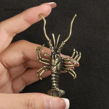 Чист месинг изкуствени животински омари миниатюрни фигурки реколта орнамент реалистични раци скариди играчка симулация чай домашен любимец декор