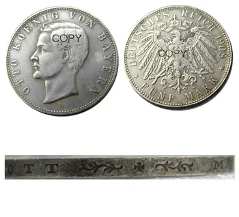 Германия Бавария монета 5 марка сребро 1908D Ото Сребърно Копие Монети