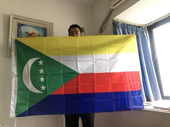 SKY FLAG Коморски острови флаг 90 * 150 см висящи полиестер Съюз на Коморските острови Знаме За декорация на дома