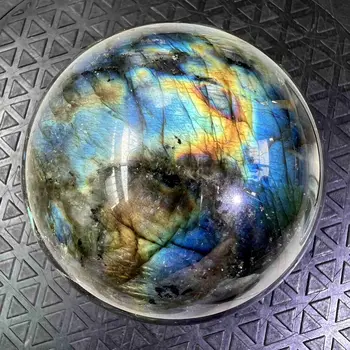 Натурален лабрадорит Кристално кълбо Сфера от скъпоценни камъни Crysta Ball Рейки Лечебно фън шуй Коледна декорация на дома 2024