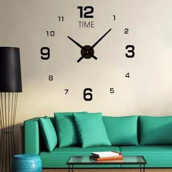 Stock Творчески часовник акрилен 3D стерео стикер за стена DIY часовник спалня хол ням арабски цифров стенен часовник