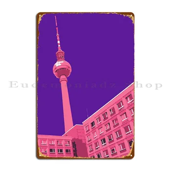 Поп Берлин телевизионна кула метална плака плакат реколта гараж дизайн дизайнер клуб калай знак плакат