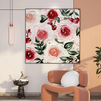 OuzerQing 100% ръчно рисувани с маслени бои върху платно Модерен абстрактен цвете стена изкуство хол картина дома декорация без рамка
