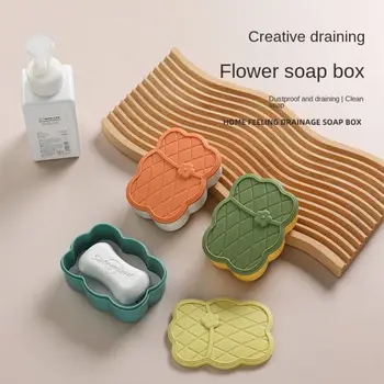 Сапунена чиния с капак Цветна сапунена кутия Супер запечатана кутия за съхранение Водоустойчива кутия за съхранение на сапун за домашно хранене Пластмасова сапунена кутия