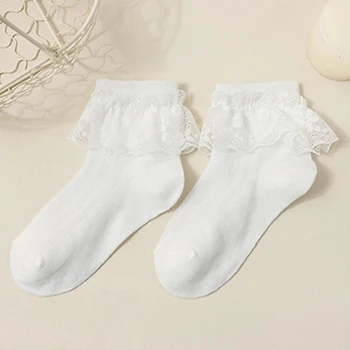Детски сладки дантелени чорапи с еластична уста и дишаща материя, идеални за малки момичета