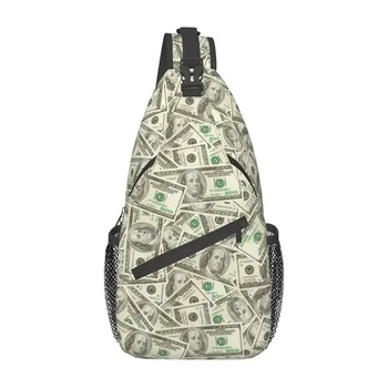 Щатски долар банкноти прашка Crossbody гърдите чанта мъже мода пари модел рамо раница за пътуване колоездене