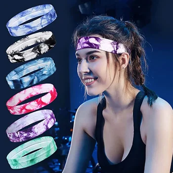 Вратовръзка боядисани спортни лента за глава sweatband високо еластични силиконови нехлъзгащи фитнес бягане йога ленти за коса мъже жени футбол тенис headwrap