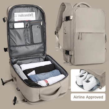 Travel раница за мъже жени, 40L полет одобрен носене на ръчен багаж, против кражба бизнес лаптоп голям daypack уикенд чанта