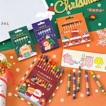 Коледна карикатура 8 цвята/12 цвята нетоксичен пастел маслена живопис стик деца студент пастелни моливи за рисуване цветни моливи
