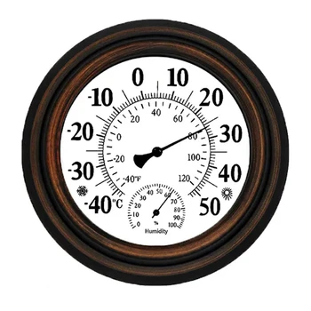  20 см античен вътрешен външен термометър хигрометър температура влажност метър стена часовник термометър за дома декор лесен монтаж