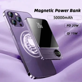 50000mAh Macsafe магнитна мощност банка PD20W 15W безжично бързо зарядно външно спомагателно устройство за Magsafe iPhone 15 14 13