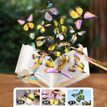 1 Pc Магически летящи пеперуди Навийте играчка в небето Поздравителни картички Гумена лента Powered Kid Magic Props Surpris подарък